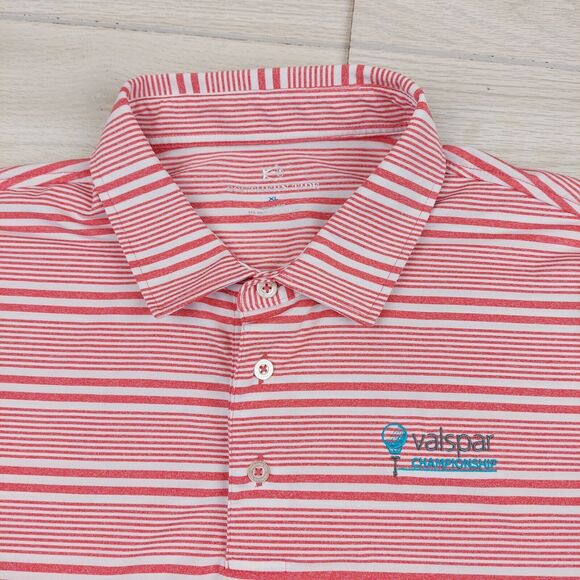 Southern Tide Polo Shirt‎ Mens XL Red Stripe Golf Quick Dry Stretch Valspar Dad - Picture 2 of 9